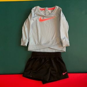 Nike toddler girl sweatshirt 18m and shorts 2t.